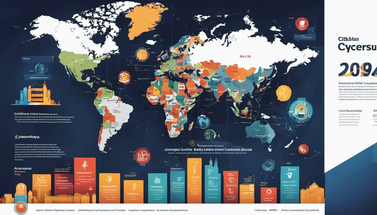 Illustration showcasing countries leading in cybersecurity