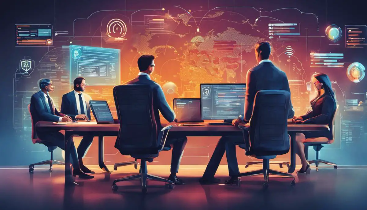 Picture of different cybersecurity roles in a team collaboration