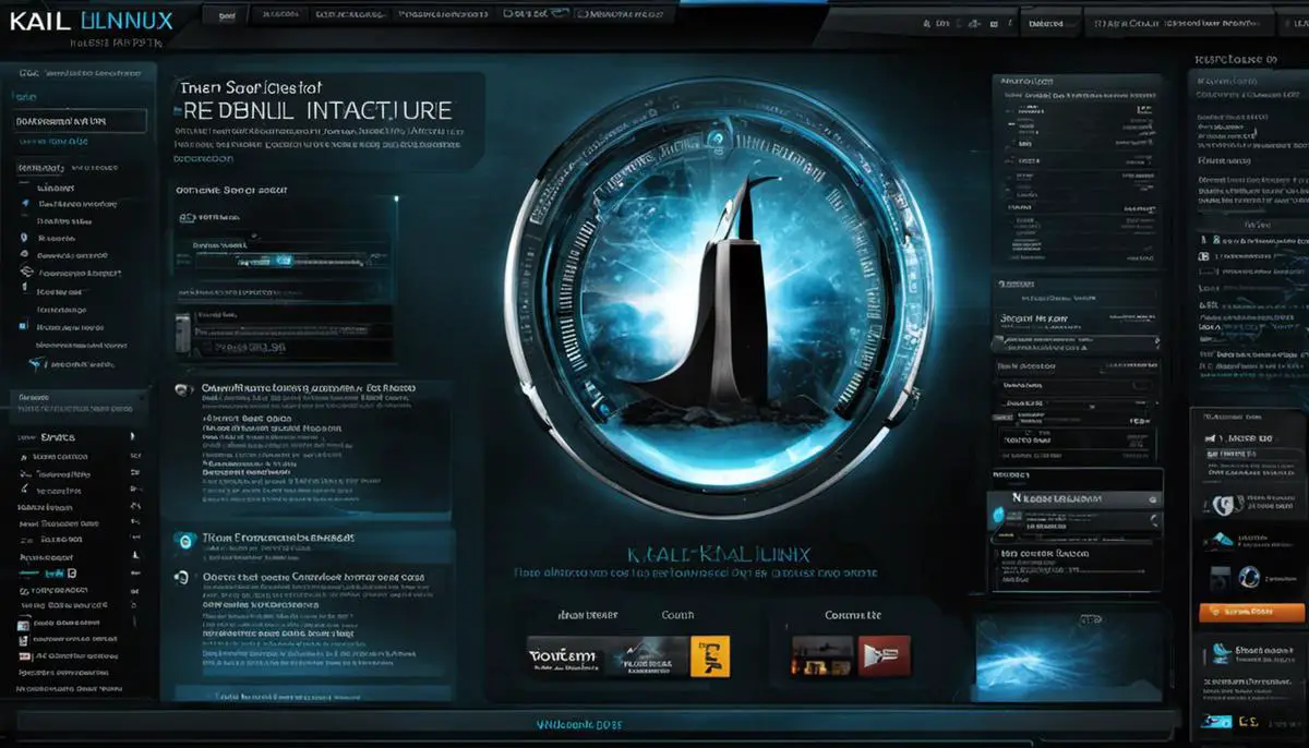 A screenshot of the Kali Linux interface displaying various tools and options that it offers